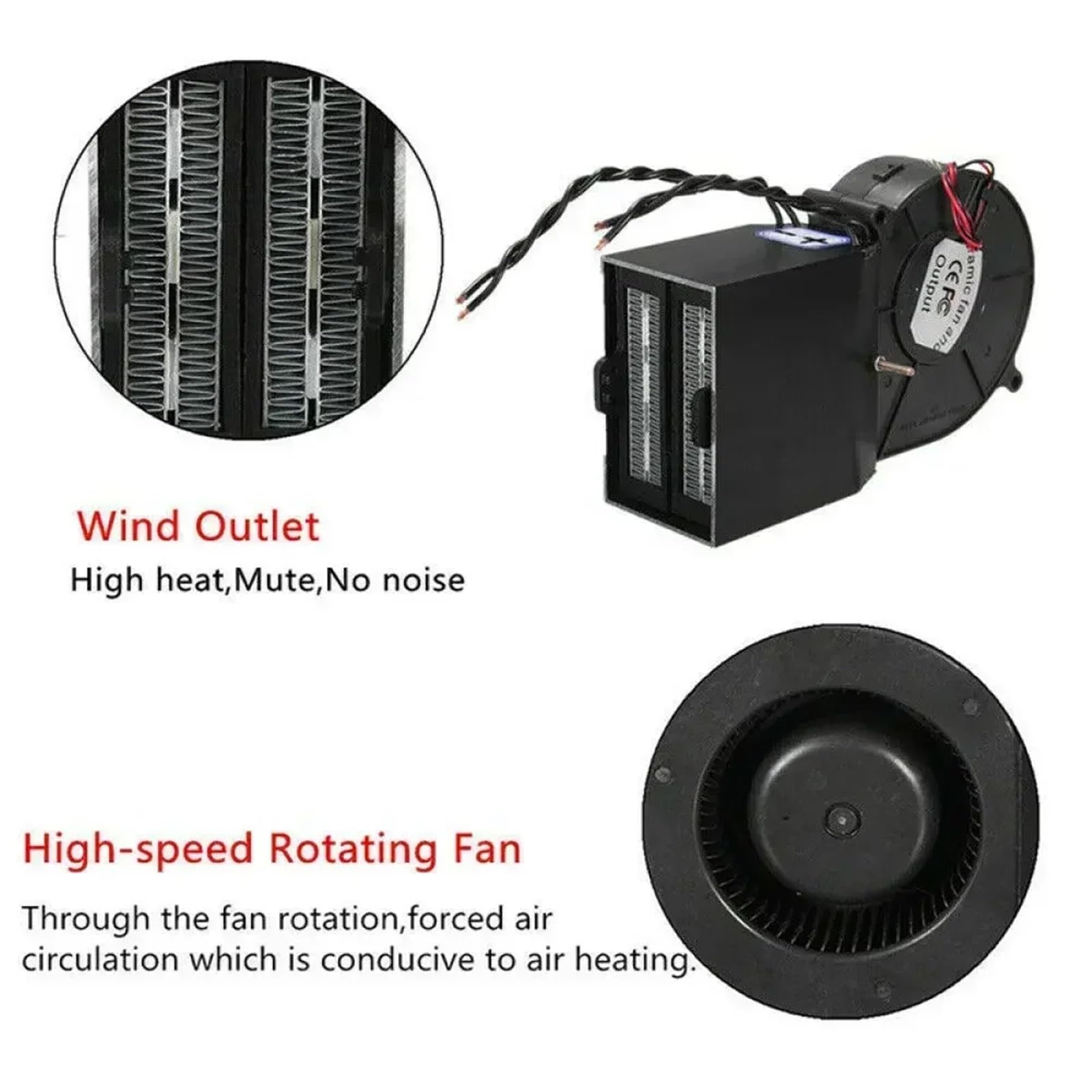 Calentador de Coche Calentador de Coche portátil, Potente, Doble turbina, 12 V, 150 W-350 W/24, 300 W-500 W, con calefacción rápida y descongelación(12V)