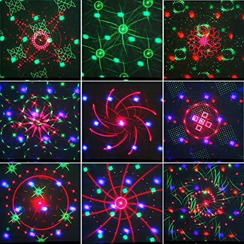 AMKI Disco Light Party Lights Indoor, Rave Light Sound Activated by Remote Control, LED 60 Patterns Projection Effects Strobe Lights for Room, Halloween, Birthday, Wedding, Karaoke Home Decoration