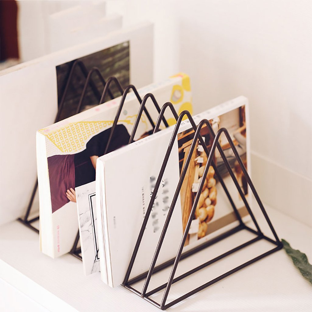 INDIAN DECOR Magazine Storage Racks (Triangle) Shelf Minimalist Metal Triangle Newspaper Rack Magazine Rack Magazine Rack Living Room Study Storage Decorative Rack (Color : Black)-image-9