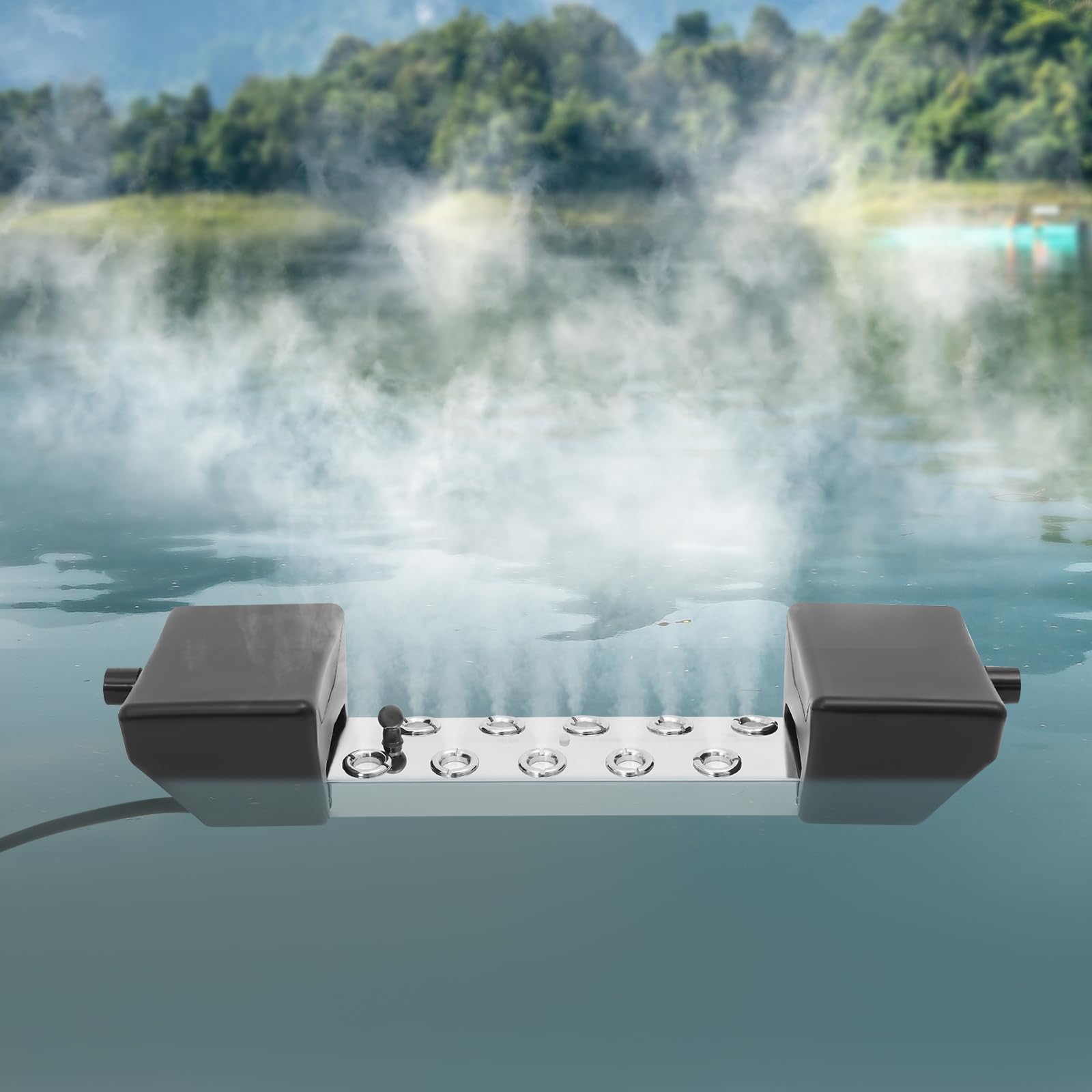 Ultradźwiękowy nebulizator z 10 głowicami, 7 l/h, nawilżacz mgły, ultradźwiękowy nebulizator z wodoszczelnym zasilaczem, do stawów rybnych, ogrodów, dziedzińców itp