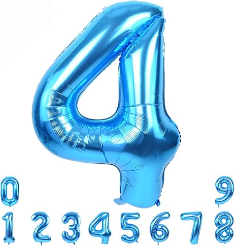 Miniatura 23 de TONIFUL Globo azul de 40 pulgadas con números grandes del 0 al 9, decoración de fiesta de cumpleaños, globo de aluminio Mylar número 1 digital 1