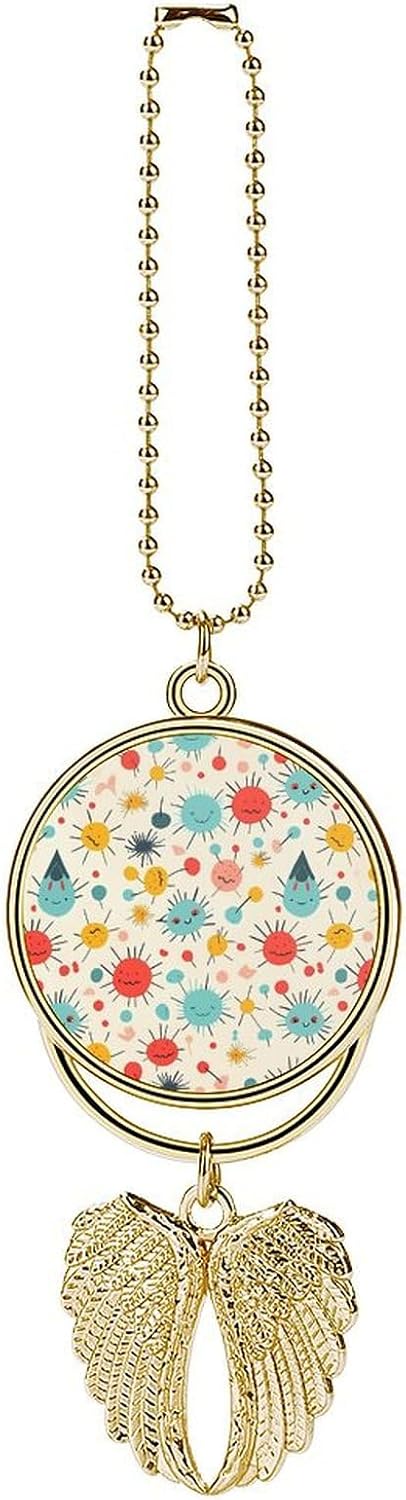 Car Hanging Ornament Rear View Mirror Cars Charms Cute Pattern Car Pendant Cars Interior Decoration View Mirror Hanging Accessories for Window Door Frame Balcony Golden