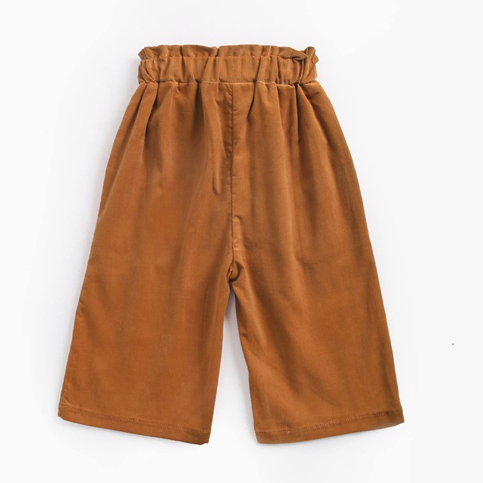 Toddler Girls Wide Leg Lounge Pants with Pockets Lightweight High Waist Adjustable Loose Tie Knot (Yellow, 6-12 Months)