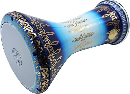 Miniatura 21 de El impresionante Darbuka Doumbek Gawharet El Fan metálico de 17.75 pulgadas (negro metálico)