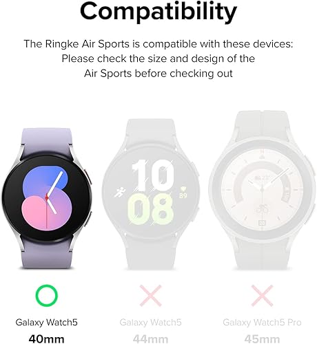 Miniatura 2 de Ringke Air Sports - Funda compatible con Samsung Galaxy Watch 5 de 1.575 pulgadas (1.575 in), suave, flexible, ligera, delgada, de poliuretano