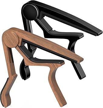 Guitar Capo for Acoustic, Classical, Electric Guitars, Ukulele, Mandolin, Banjo, and other string musical instruments, Quick Release, Memory Silicone Pad, Buzzing-Free (Black & Rosewood)