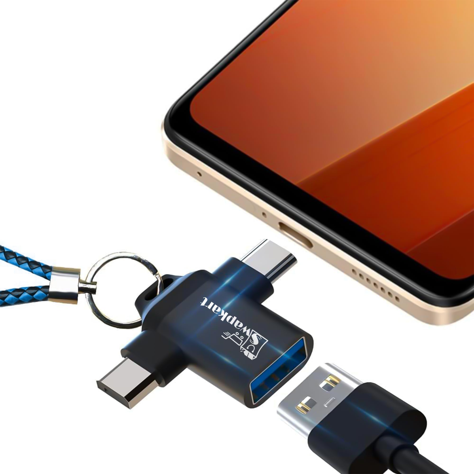 SWAPKART 2 in 1 (Black) OTG Adapter Micro USB+USB Type C to USB Female Connector, OTG Pen Drive Adapter to Mobile Connector Type C, Compatible with All Devices (Black)(pack of 1)