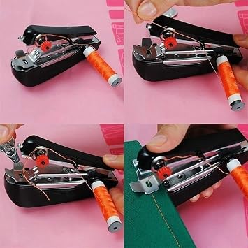 Blue Portable Handheld Sewing Machine, Mini Manual Sewing Machine Handy Needlework Tool, Home Hand Stitcher