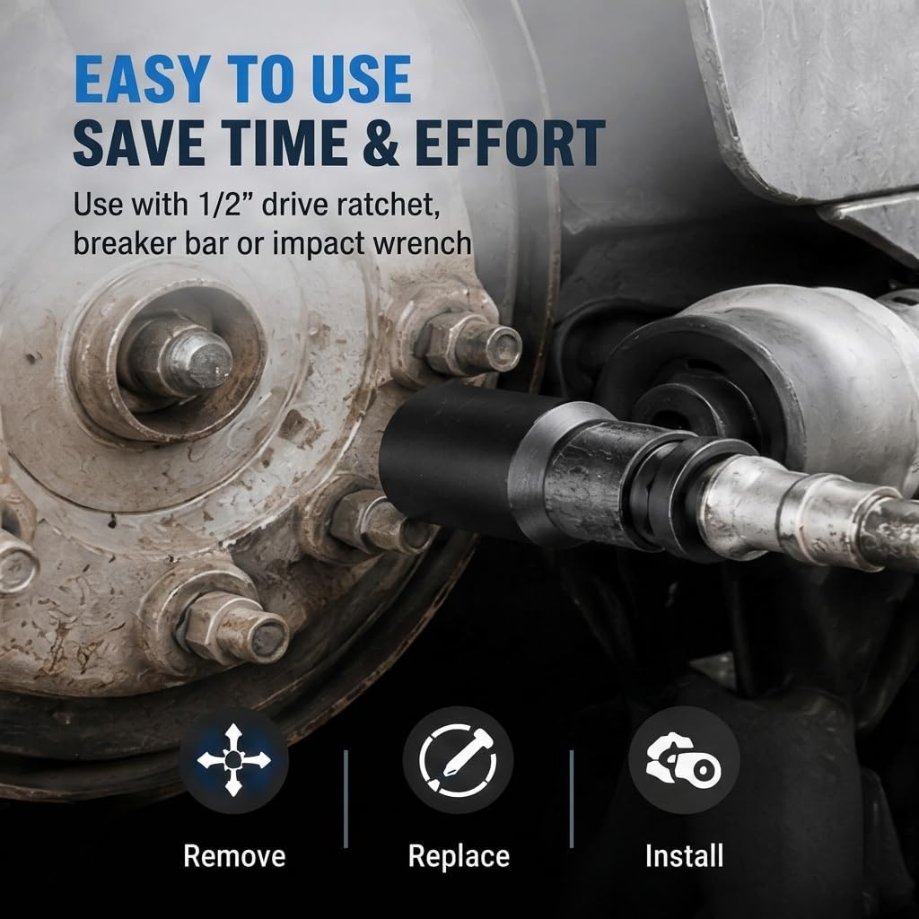 Spindle Nut Socket Set, 13pc 4-Prong Axle Nut Sockets, 1/2 Drive KM00-KM12