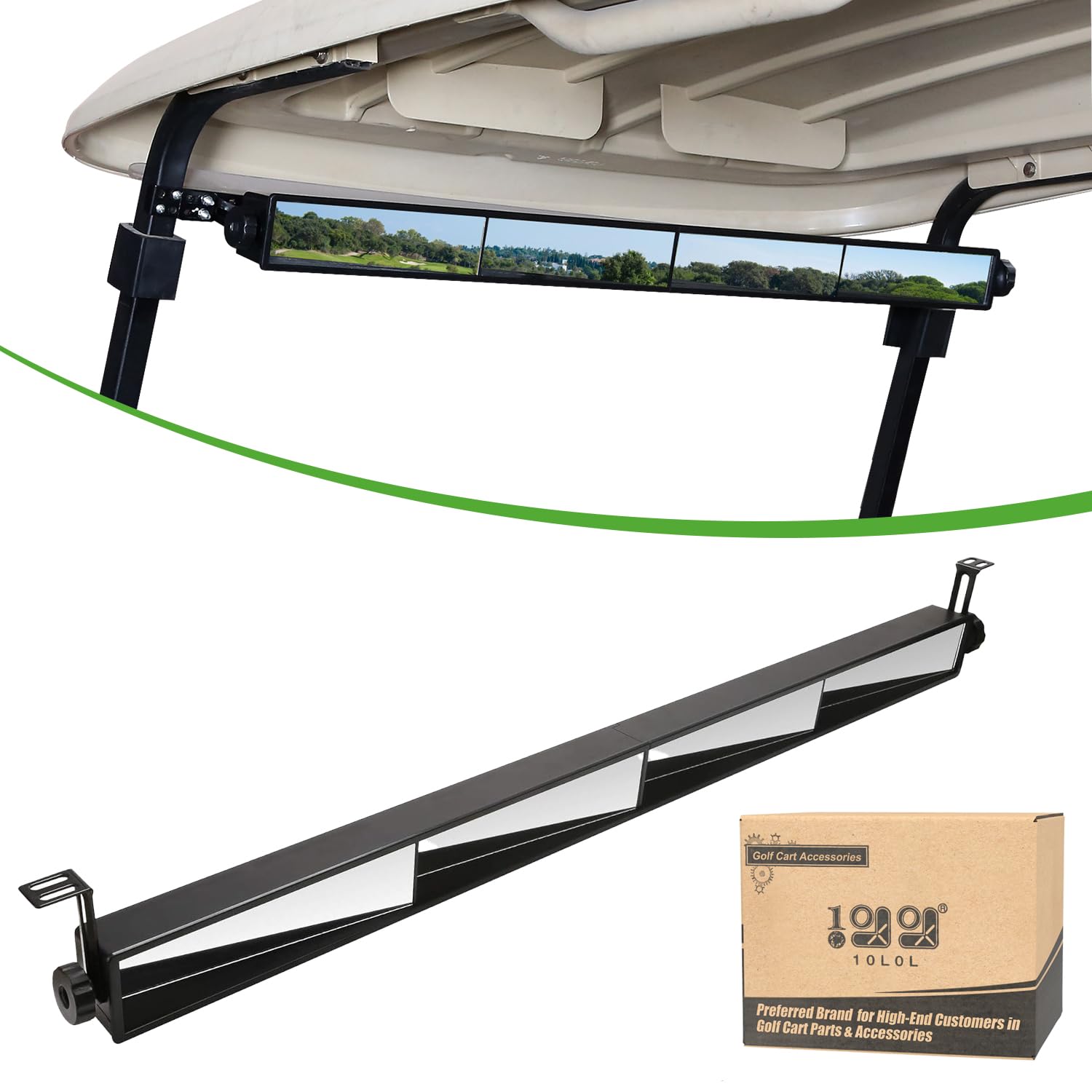 10L0L Universal Golf Cart 4 Panel Mirror for Yamaha, EZGO, Club Car, Wide Angle Interior Rear View Blind Spot Wink Mirror