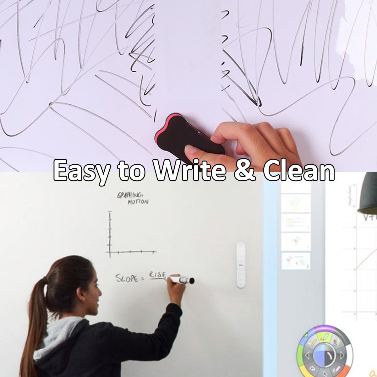 Magnetischer Whiteboard-Film-Aufkleber, trocken abwischbar, selbstklebend, Whiteboard-Papierbögen für Zuhause, Küche, Kühlschrank, Einkaufsliste und Büro, Notiz mit Löschen/Stiften/Magneten (Weiß, 150