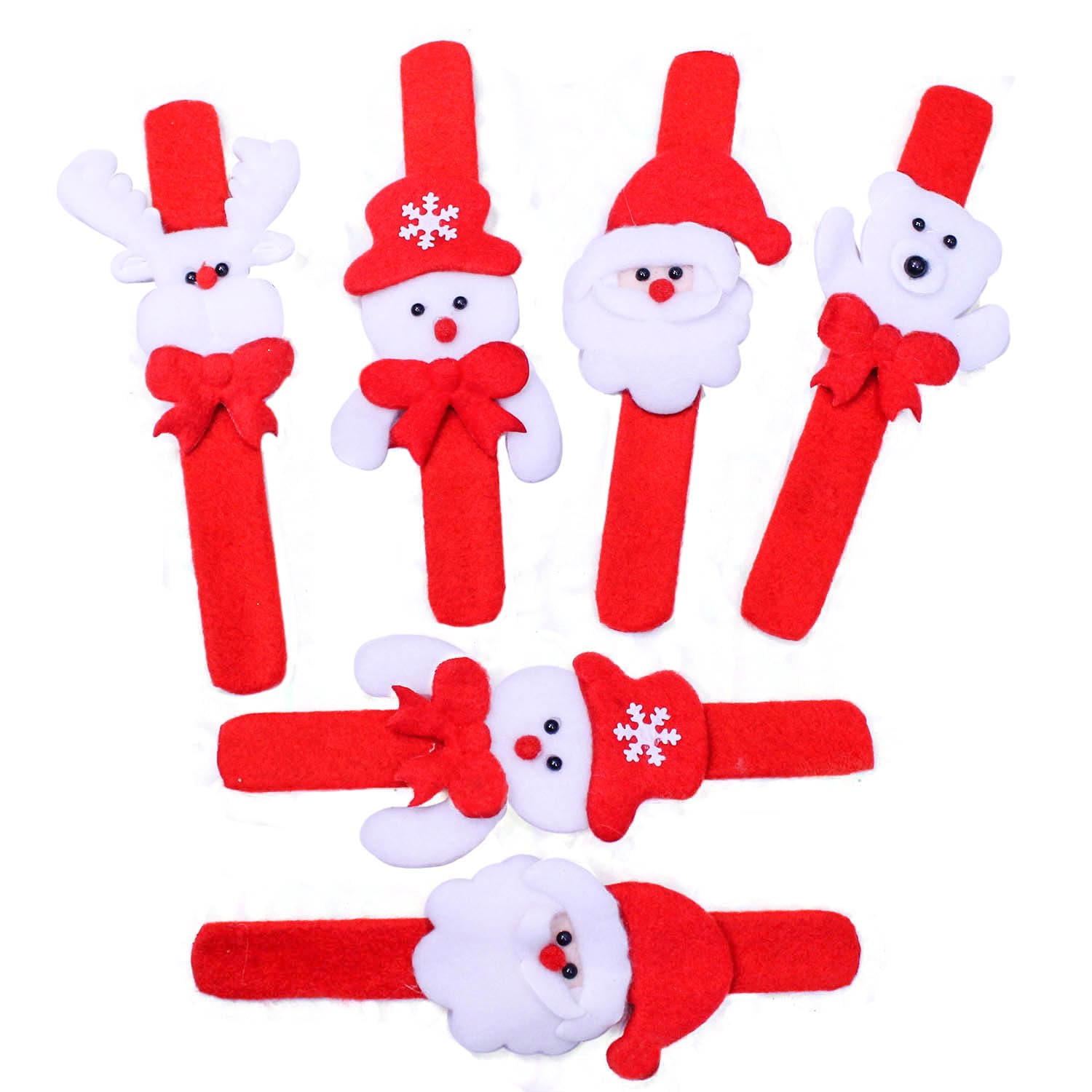 TIED RIBBONS Set of 6 Christmas Santa Wristbands Slap Bracelets Santa Claus and Snowman Faces Slap Bracelet for Kids TIED RIBBONS Set of 6 Christmas Santa Wristbands Slap Bracelets Santa Claus and Snowman Faces Slap Bracelet for Kids