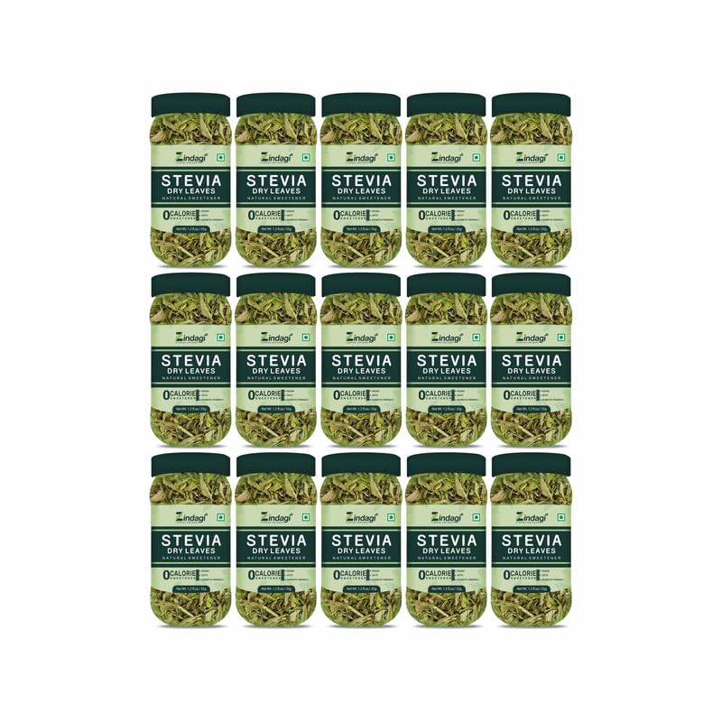 Zindagi Stevia Dry Leaves 35GM - Zero Calorie Sweetener - 100% Natural Sugar-Free - Stevia Leaves Sweetener (Pack Of 15)
