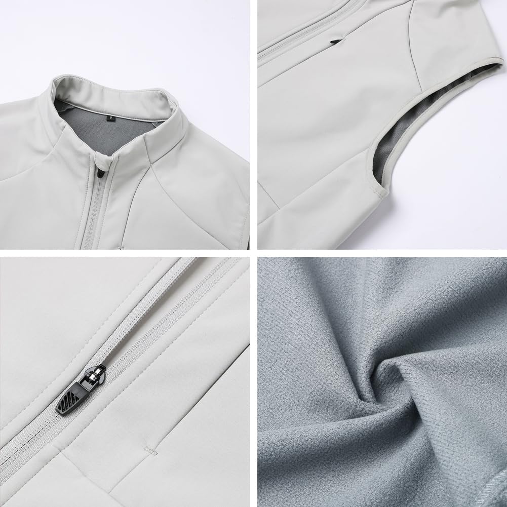 Mens Sleeveless Softshell Vest Waterproof Windproof Jacket Full Zip Outerwear Composite Fleece Fabric Golf Vest - Image 5
