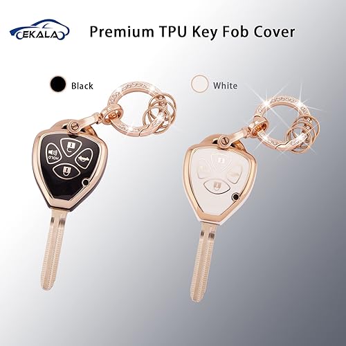 Miniatura 6 de EKALA - Funda para llavero de Toyota con llavero brillante, carcasa de llave de poliuretano termoplástico suave con protección completa, compatible