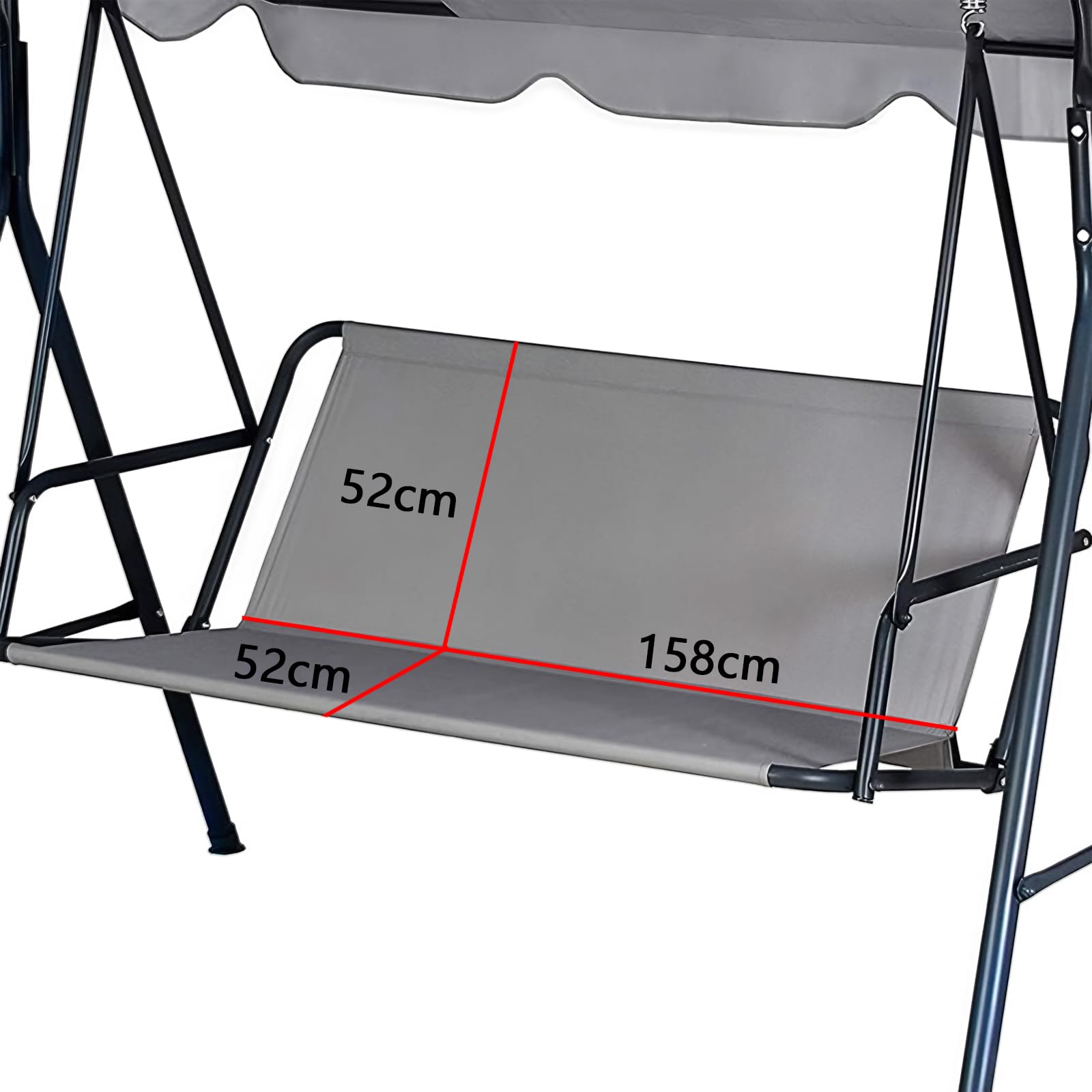 Coprisedile di ricambio per dondolo da giardino, tessuto Oxford 900D, impermeabile, antivento, anti-UV, 2 e 3 posti, universale, per esterni, veranda, giardino, cortile, altalene (grigio, 158 x 52 x