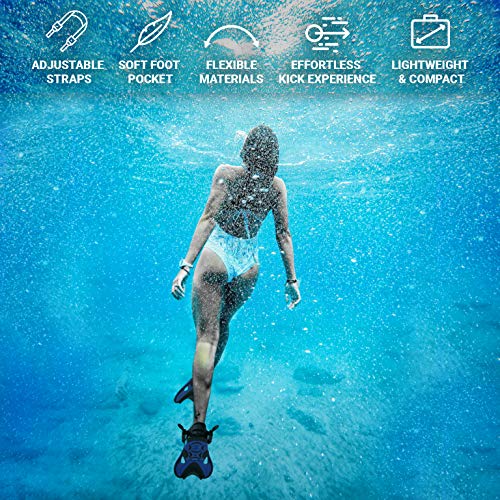cozia design Adjustable Swim Fins - Snorkel Fins for Lap Swimming, Travel Size Scuba Diving Flippers for Snorkel Set Adult, Neoprene Water Socks Included (Large) - Thumbnail 7