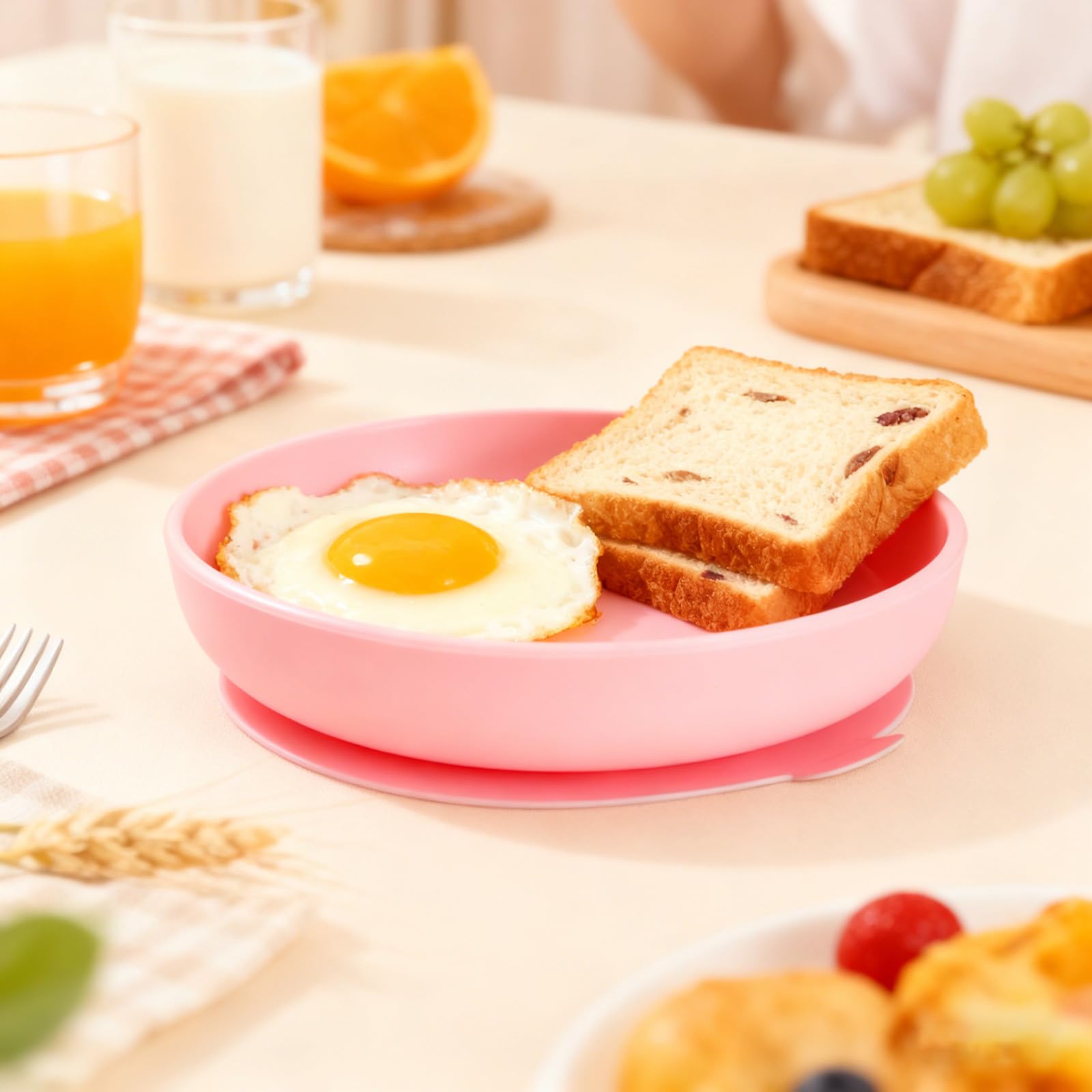 Plato de silicona antideslizante para ancianos, diseño de ventosa adaptable, vajilla antiderrames fácil de limpiar para comer de forma independiente, juego de 5 piezas