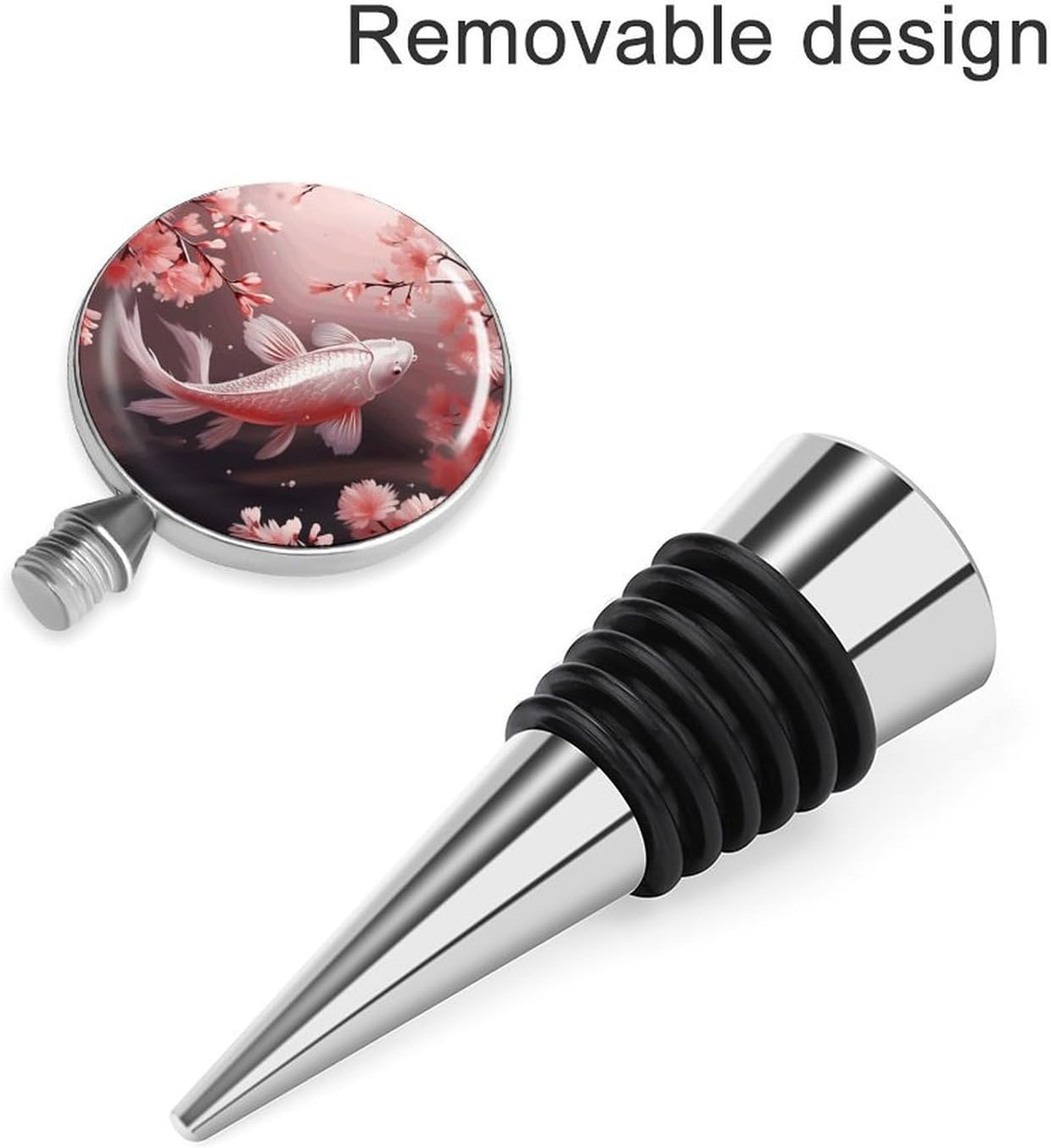 Cherry Blossom Red Carp Wine Bottle Stopper Reusable Wine Seal Stopper, Decorative Bottle Sealer Keep The Wine Fresh, Is An Ideal Wine Accessory Gift image 4