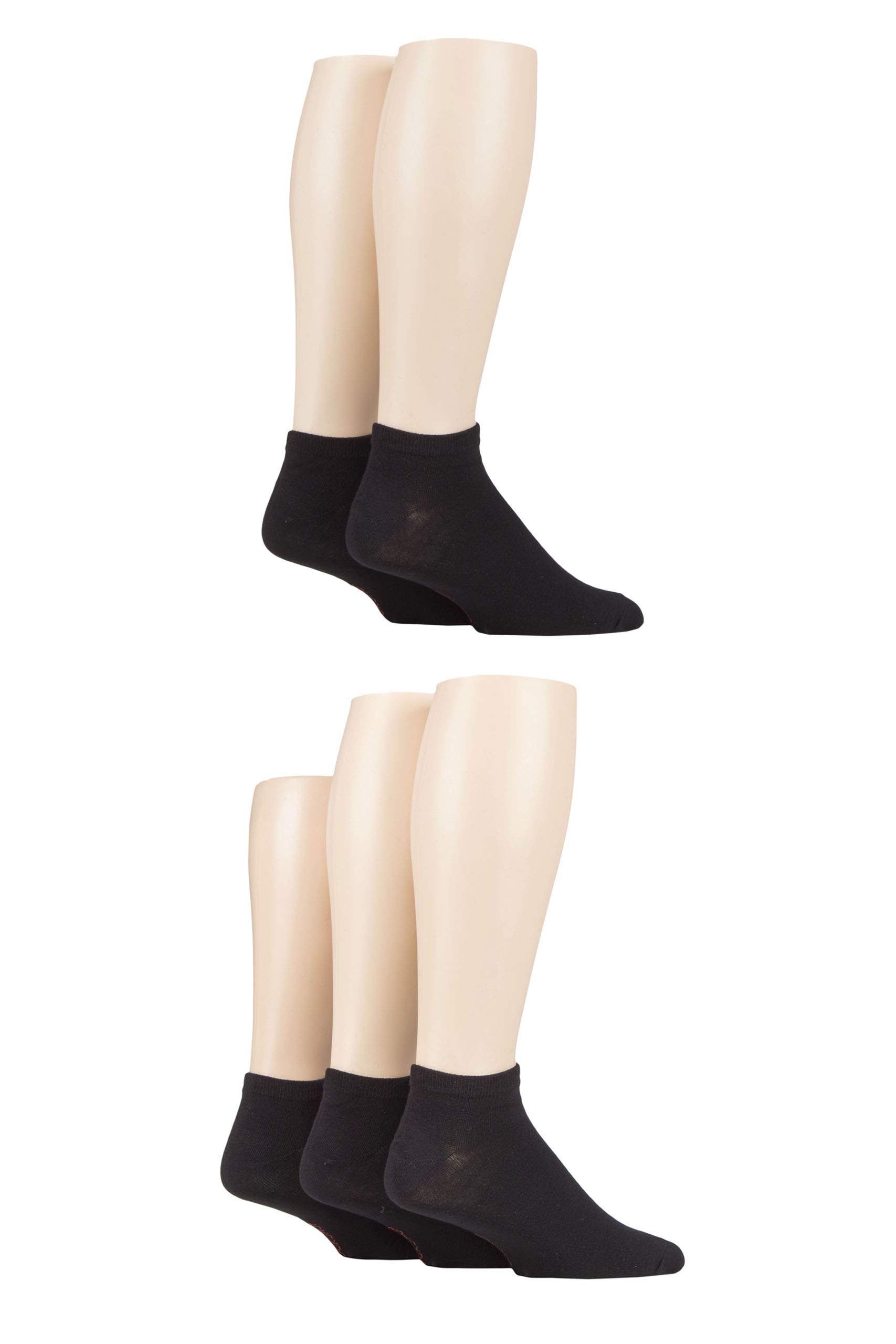 Sockshop Men's Black Bamboo Striped And Plain Trainer Socks Pack Of 5 (, 7-11)