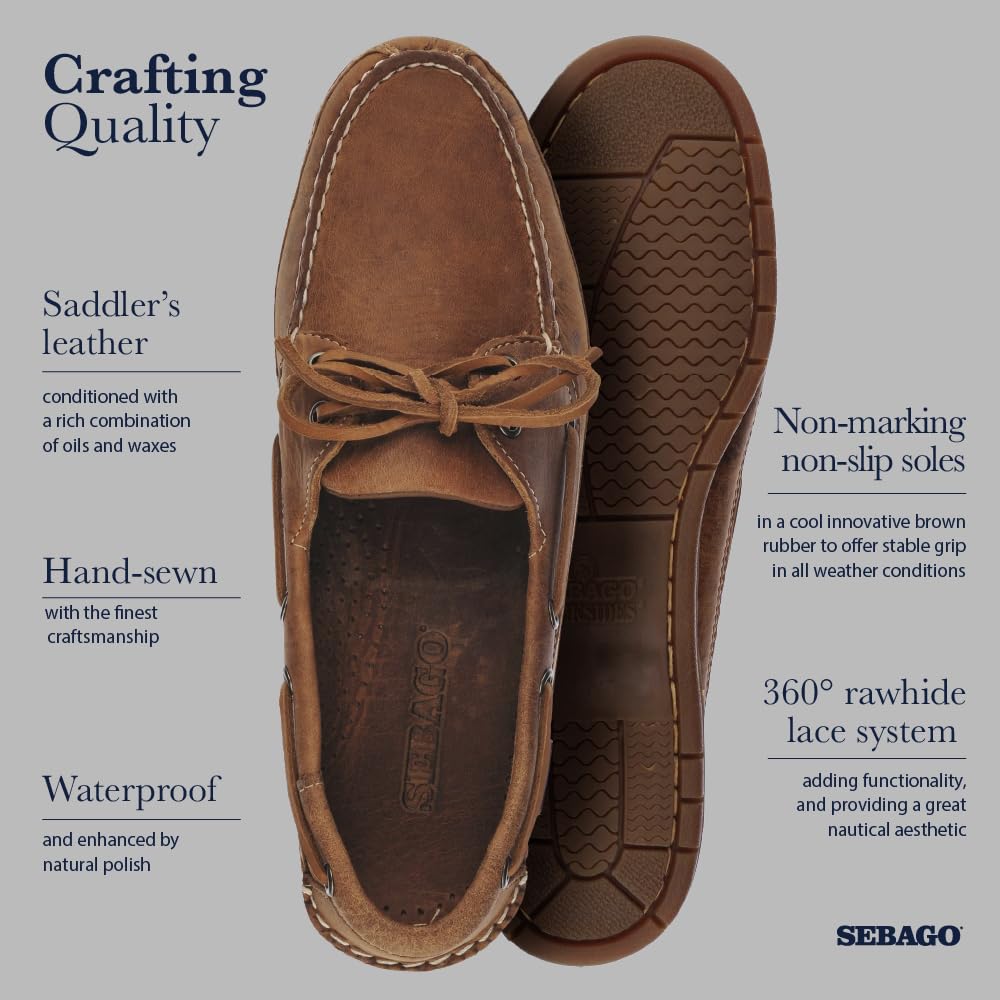 Sebago Scarpette da Barca da Uomo Schooner Crazy Horse Marrone