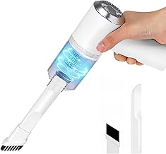 Mini Aspirapolvere per Auto Senza Filo Ricaricabile con USB, Aspirabriciole Portatile, (Potente 120W, 6000Pa, 7.4V),Bianco