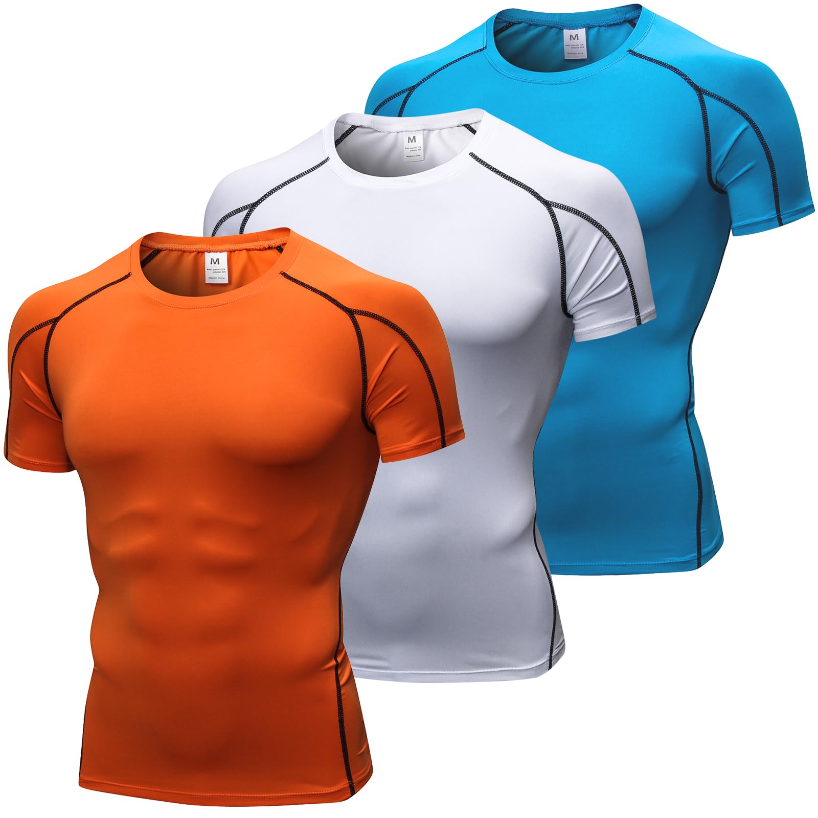 SPVISE Men's Compression Shirts Short Sleeve Workout Gym T-Shirt Running Tops Cool Dry Sports Base Layer Athletic Undershirts