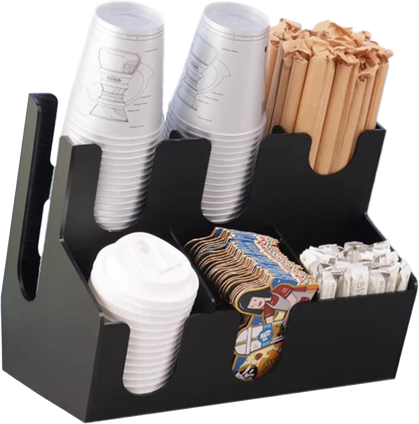Coffee Bar Station Organizer for Countertop, Office, Home Coffee K Cup Holder Holds Paper Cups, Condiments, Syrups, Creamer, Multi-Purpose Accessories,Acrylic white 01