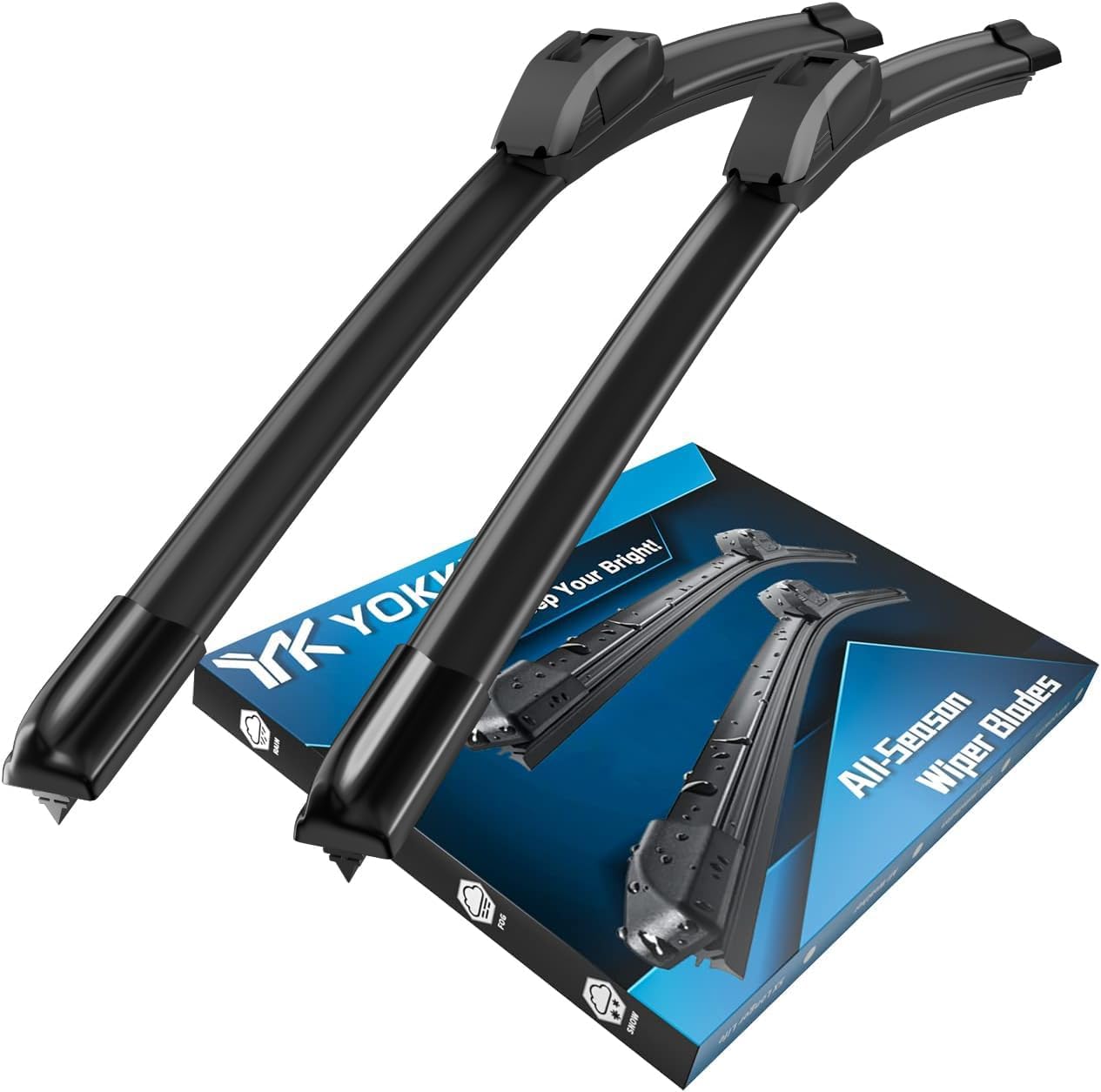 26"+18" Windshield Wiper Blades - Replacement for Honda Civic HR-V 2016-2022, Toyota Camry Avalon 13-18, Acura RDX 19-23, Chevy Malibu 16-23 OEM Premium All-Seasons U/J-Hook Wiper (Set of 2)