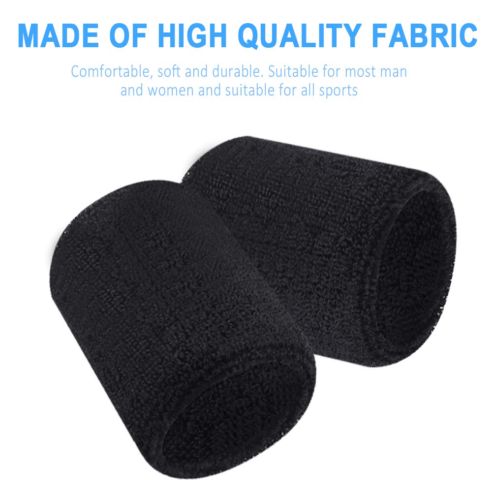 12 szt. opasek dresowych, sportowa opaska na nadgarstek, unisex, czarna, chłonna, bawełniana, do uprawiania sportu, koszykówki, biegania, roweru, joggingu, piłki nożnej, tenisa (czarna)