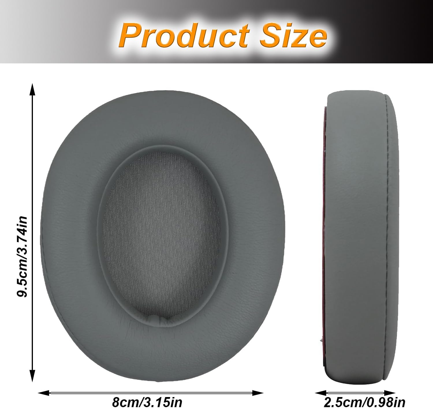 Replacement Ear Pads Cushions for Beats Studio(B0501、B0500),Beats Studio 2 & Studio 3 Wired & Wireless Headphones, Earpads with Soft Protein Leather, Noise Isolation Memory Foam - Grey (Titanium) - Image 2