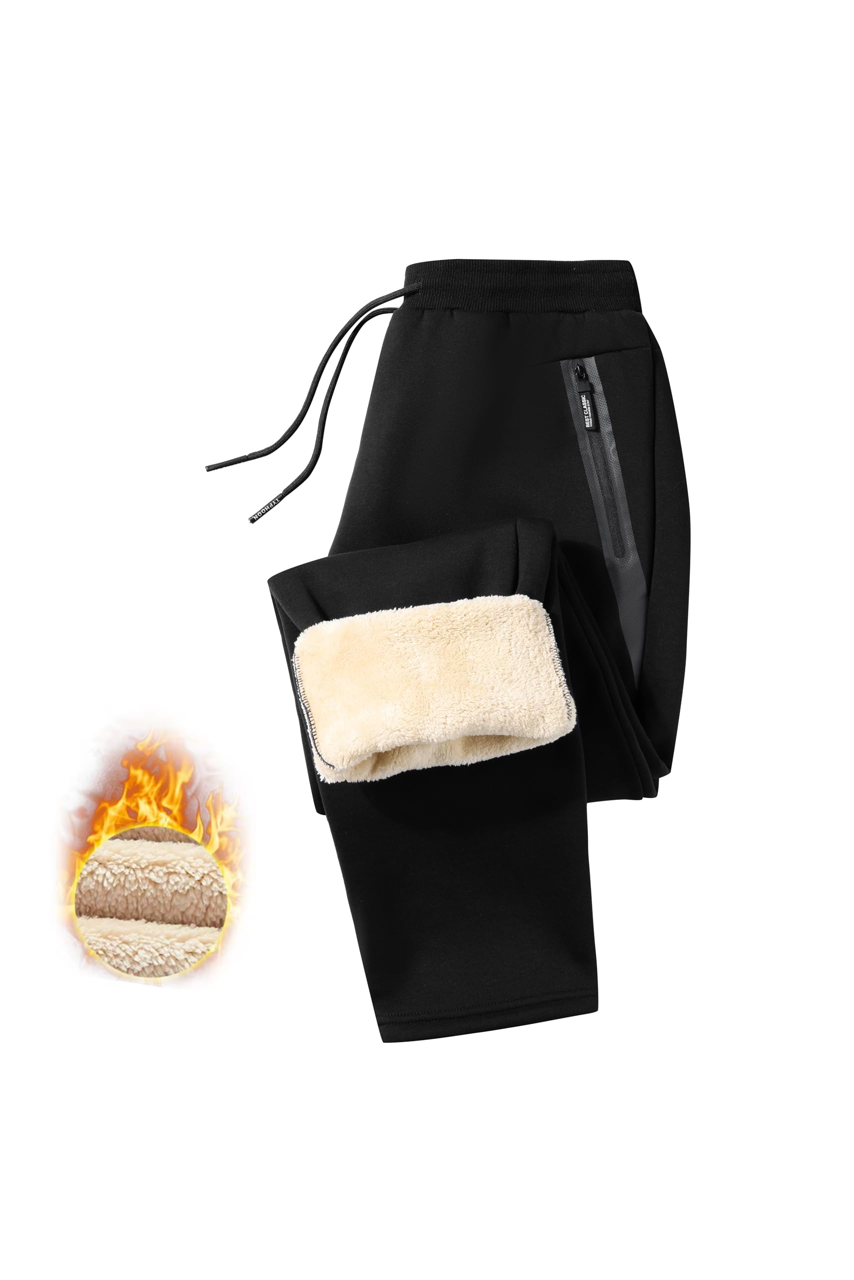 Tansozer Jogginghose Herren Gefüttert Sporthose Baumwolle Winter Fleece Thermo Dicke Trainingshose Hosen Freizeithose Thermohose Herren Fleecehose Warme Sweatpants Winterhose Schwarz M