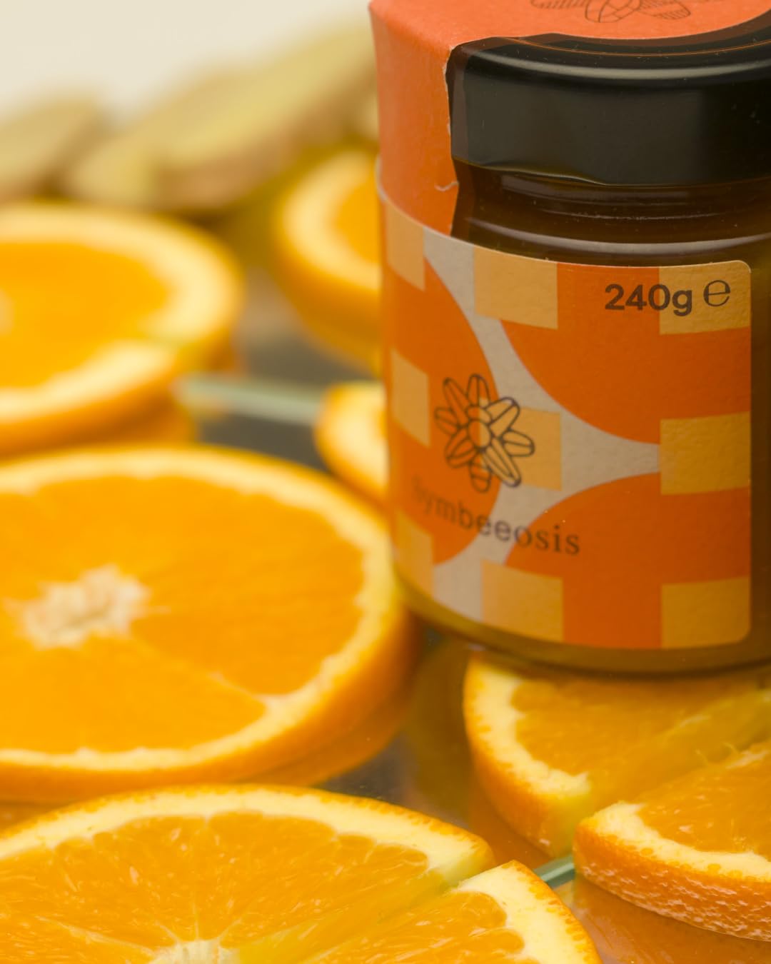 Symbeeosis Organic Orange Marmalade with Ginger: Digestive Aid, All-Natural, Sugar-Free, No Artificial Aromas, Pleasant Peppery Taste - Made with Fruit Sugars and Dry Ginger Extract