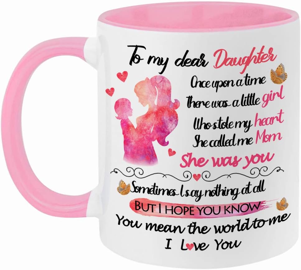 Fatbaby To My Dear Daughter Coffee Mug, Valentine's Day & Birthday Gift, Best Daughter Gift From Mom, You Mean the World to Me Cute Cup 11OZ - Image 2