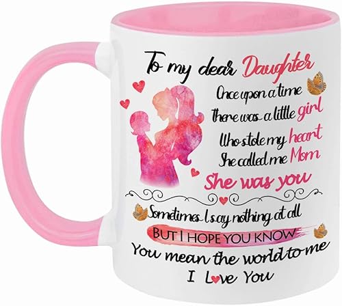 Miniatura 2 de Fatbaby Taza de café con texto en inglés "To My Dear Daughter", regalo para el día de San Valentín y cumpleaños, regalo para la mejor hija de mamá,