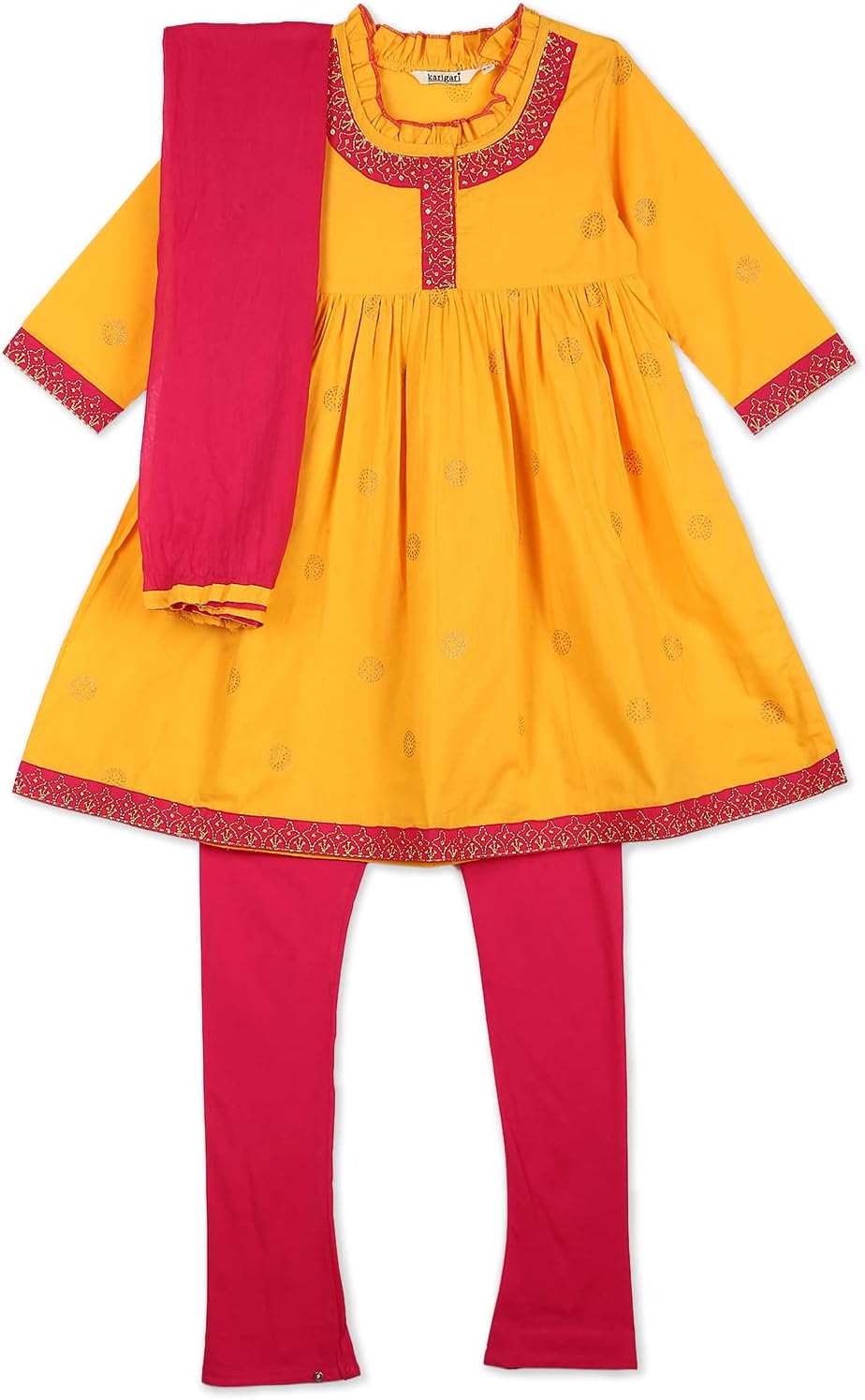 Karigari by Unlimited Girl's Cotton Salwar Suit Set