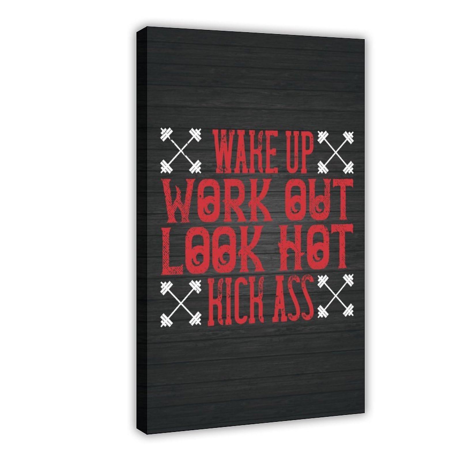 Póster motivacional de pared con texto en inglés "Workout Look Hot Kick Ass", póster motivacional para decoración de oficina, 60 x 90 cm