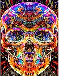 DIY 5D Diamond Painting by Number Kit, Full Diamond Painting Skull, Diamond Painting Kit for Adult, Diamond Art Kit Rhinestone Embroidery, DIY Pictures Arts Craft for Canvas Wall Decor 12x16in/30x40cm
