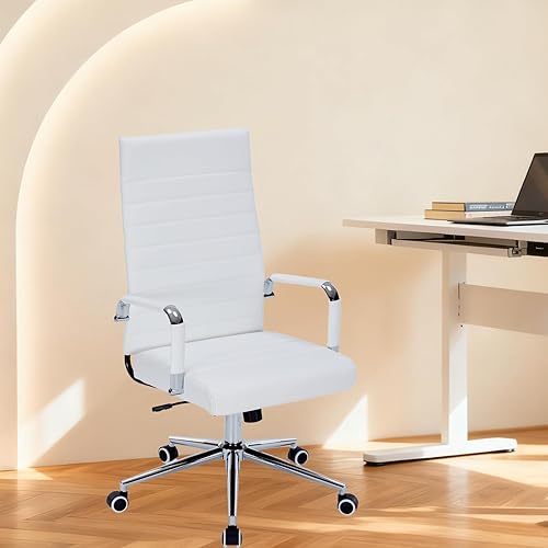 Miniatura 11 de Sidanli Silla de oficina ergonómica, silla de escritorio ejecutiva de piel sintética con soporte lumbar ajustable y ruedas giratorias suaves