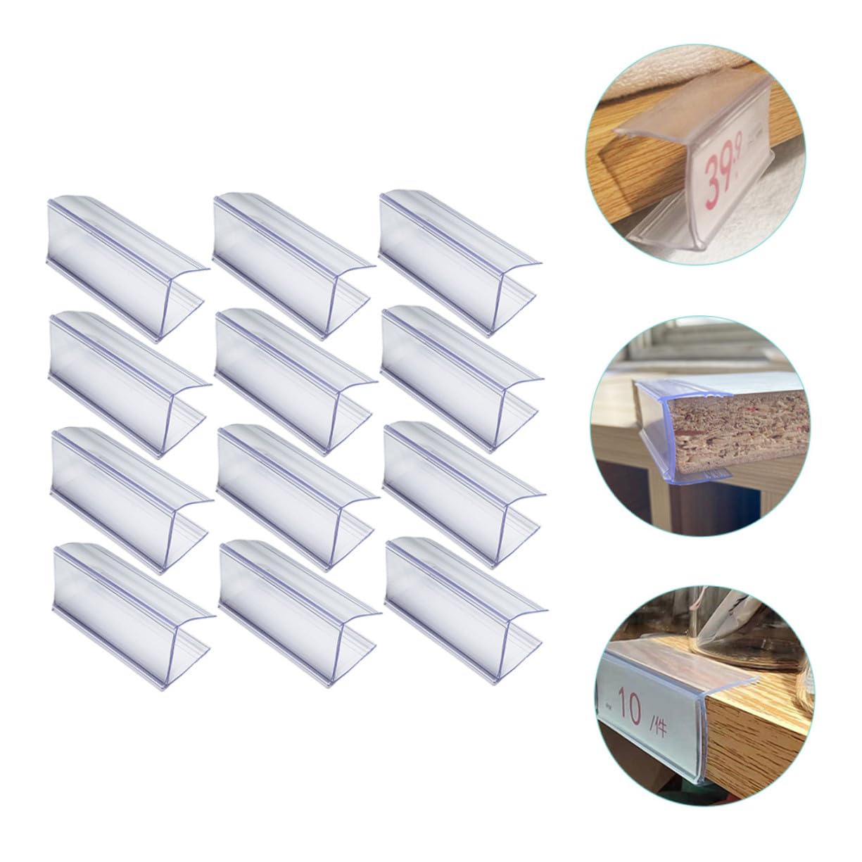 Angoily 90 Pezzi Clip Trasparenti per Etichette in Plastica per Supermercati e Negozi Supporti Segna per Organizzazione Scaffali e Visualizzazione Prodotti