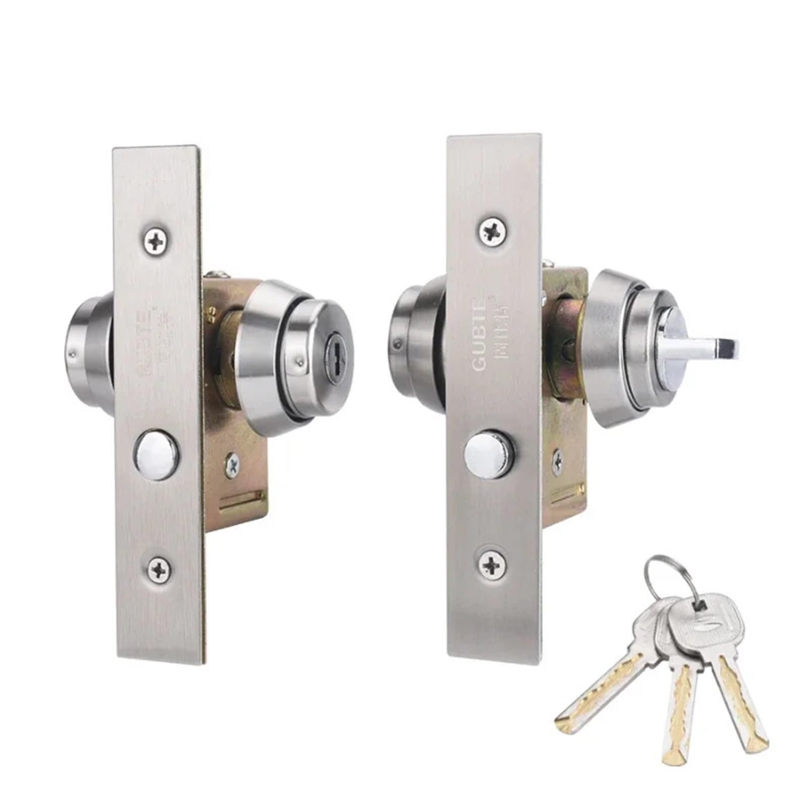 Serrure de porte à cadre robuste pour pivot au sol avec clé de sécurité