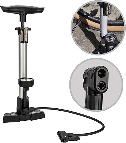Miniatura 2 de Bombas de piso para bicicletas con medidor manual de aire 160PSI infladores de neumáticos para bicicleta de carretera Pelotas deportivas de peso