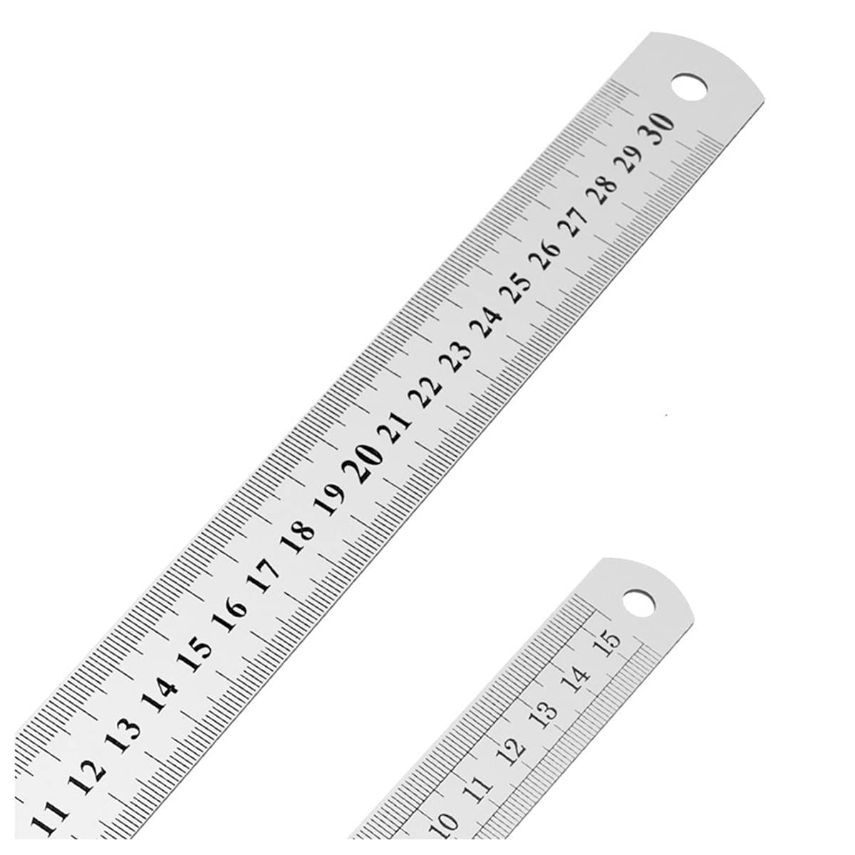 Règle droite longue en acier inoxydable de 60 cm avec règle en acier inoxydable de 30,5 cm + règles métalliques de 15,2 cm