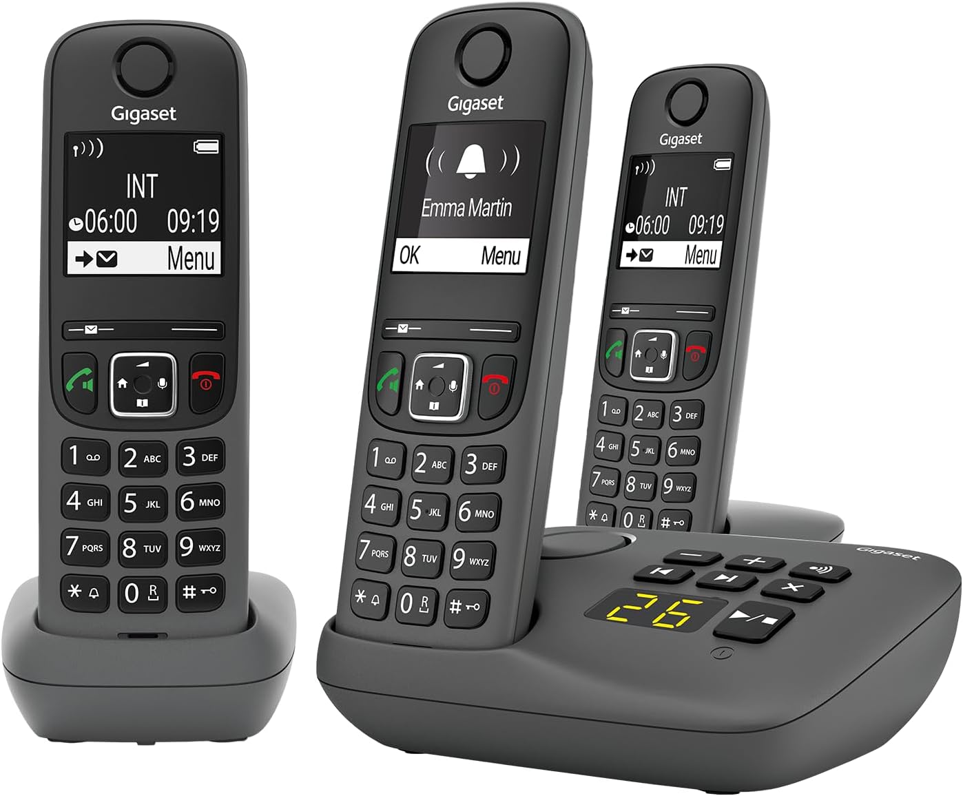Gigaset A695A Trio - 3 téléphones DECT sans fil avec répondeur - écran