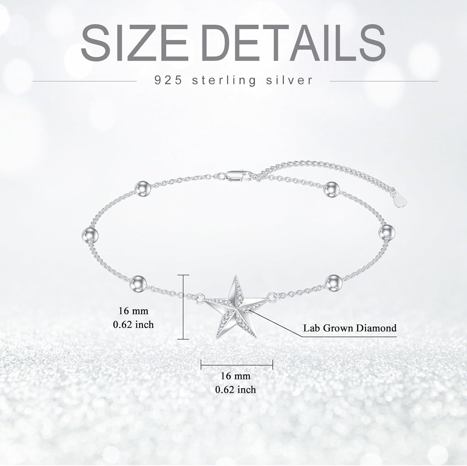 Diamond Star Bracelet for Women 925 Sterling Silver Star Bracelet with Lab Grown Diamonds Jewelry Gifts - Image 6