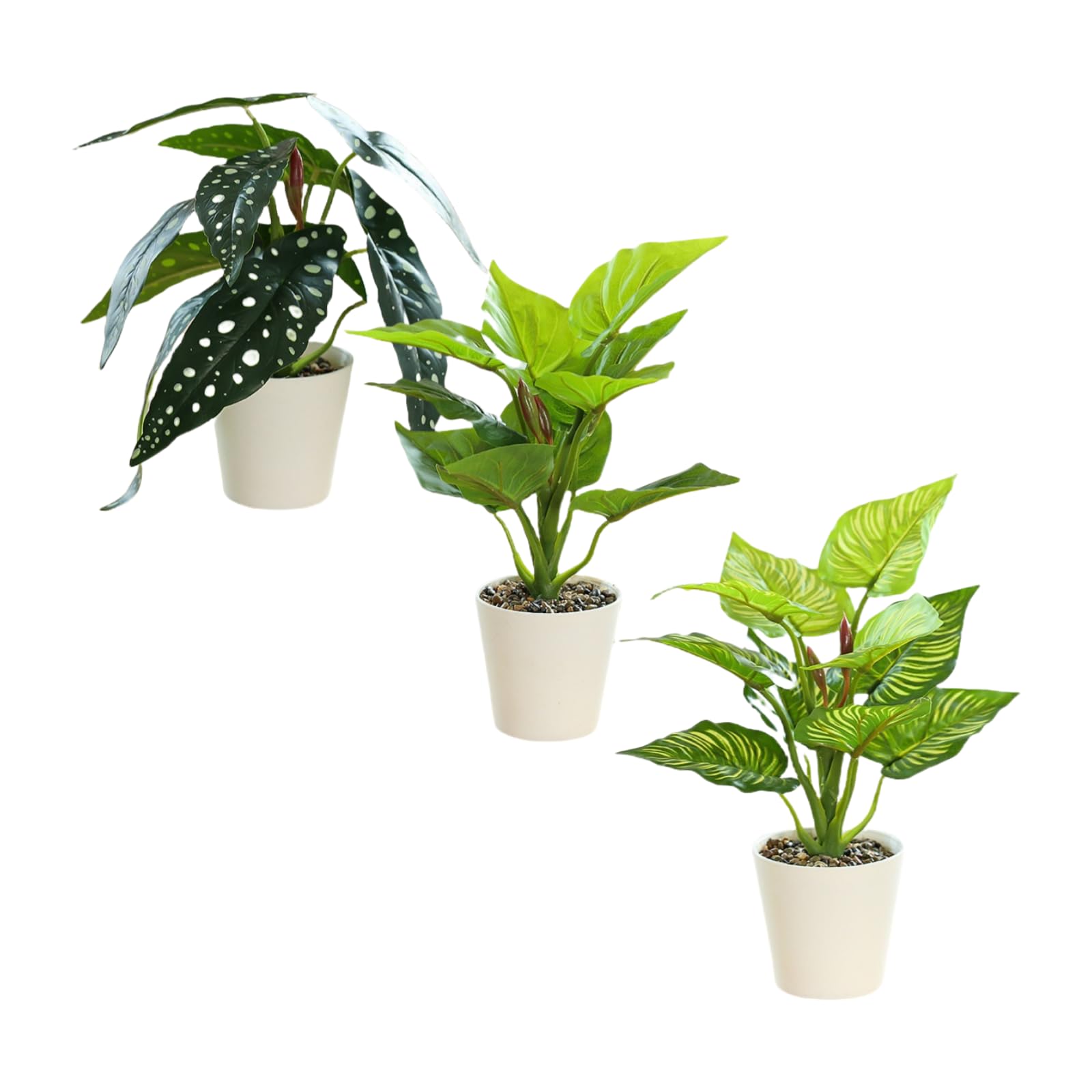 Fausse plante interieur : lot de 3 pots de bonsaï à feuilles vertes pour décoration de bureau