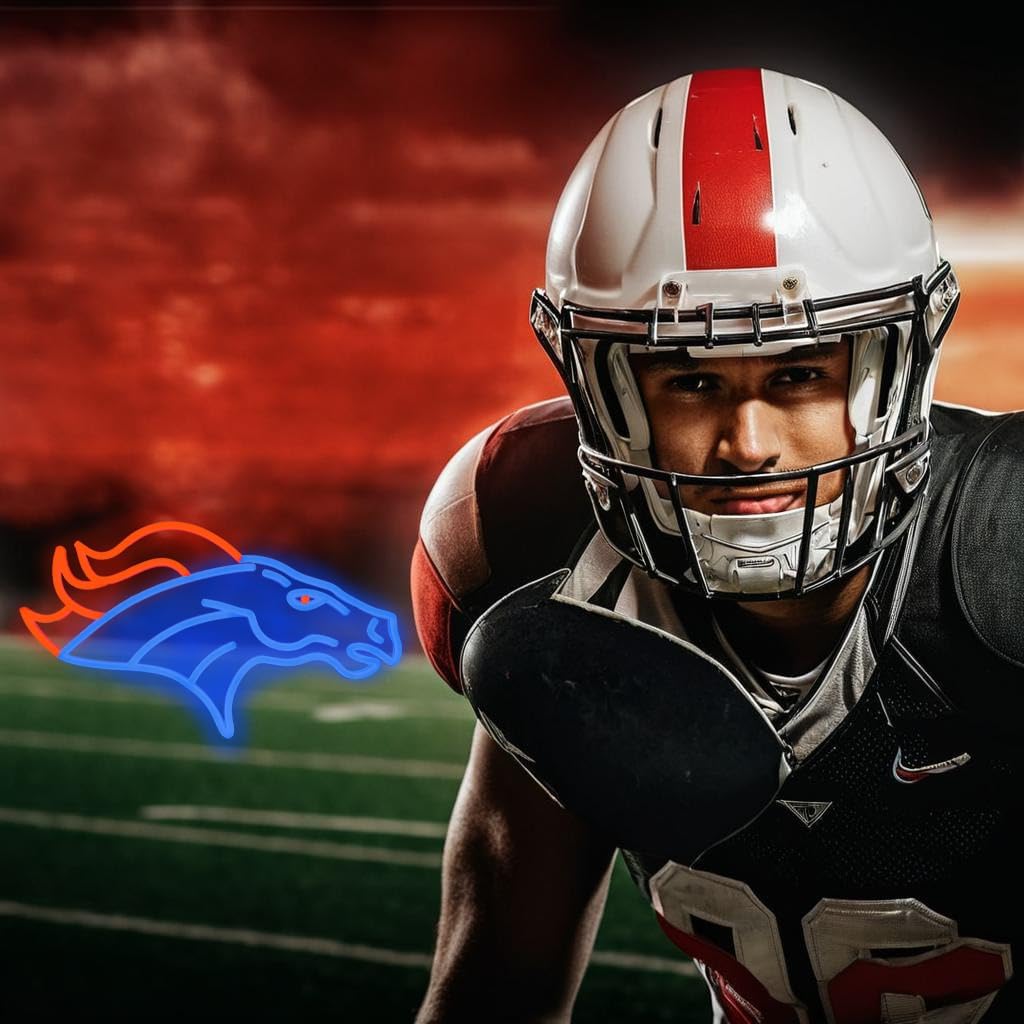 Rugby Football Sports Team Neon Sign Suitable for Broncos Logo for Wall Decor USB Powered Dimmable Led Light Up Signs for Bedroom Men Cave Home Bar Decor Birthday Xmas Gifts for Fans Kids - Image 5