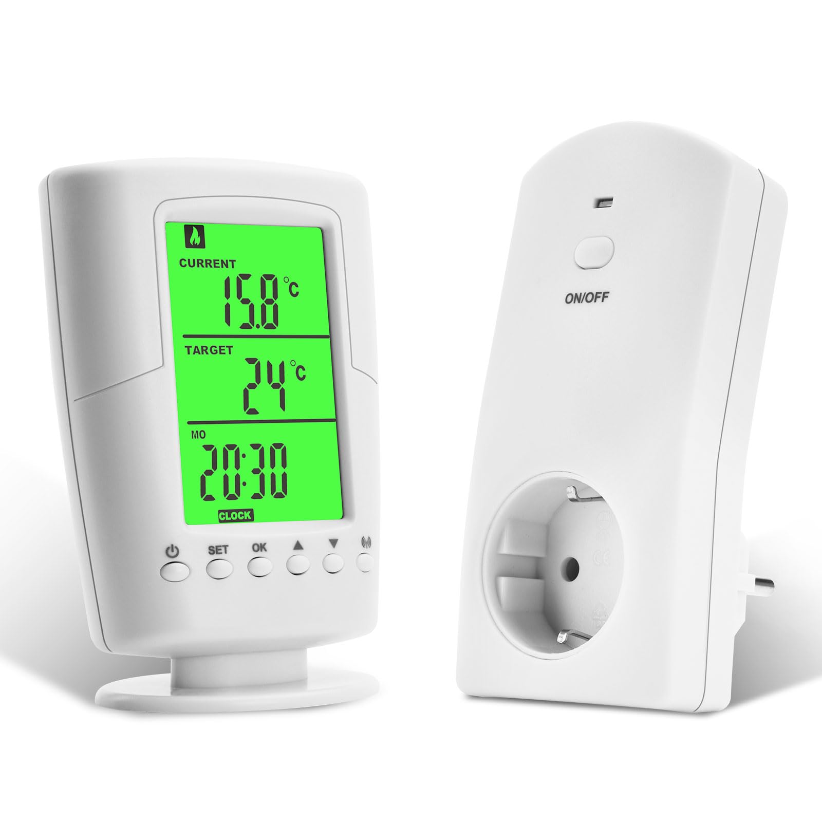 Diymore 230V Presa Termostatica Wireless con Termostato Presa Elettrica con Termostato Wireless di Riscaldamento e Raffreddamento