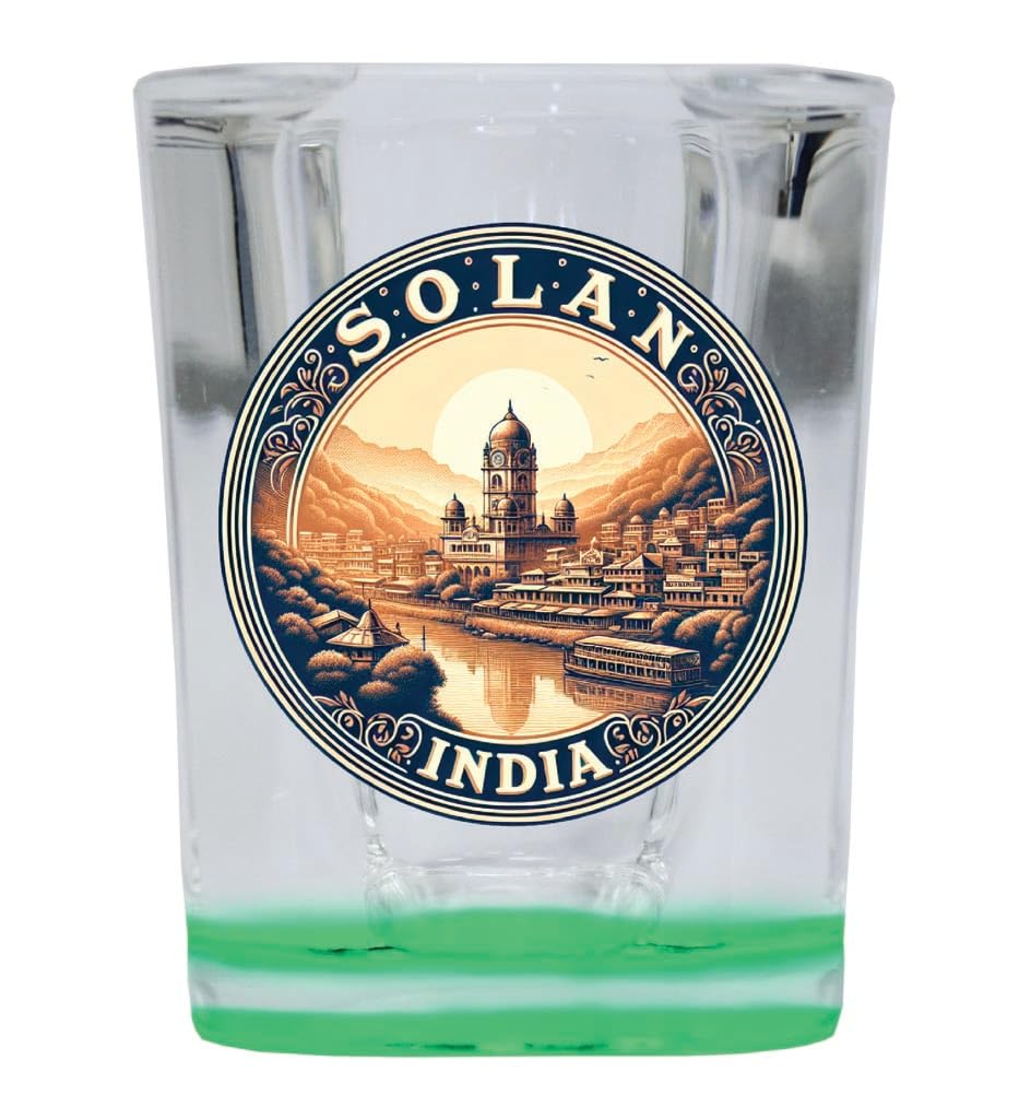 Amazon.com | R and R Imports Solan India Souvenir Destination 2 Ounce Shot  Glass Square Green Base Single: Shot Glasses