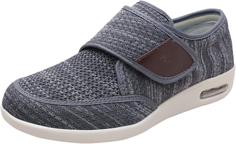 Men Diabetic Shoes Wide Width Elderly Walking Shoes with Adjustable Closure Air Cushion Sneakers for Plantar Fasciitis Bunions Swollen Feet